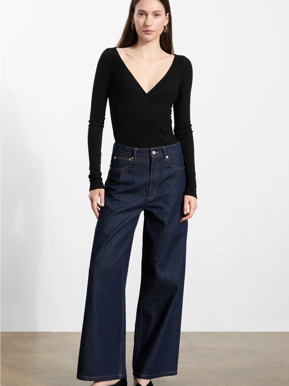 High-Rise Wide Leg Jeans in Dark Indigo for Women